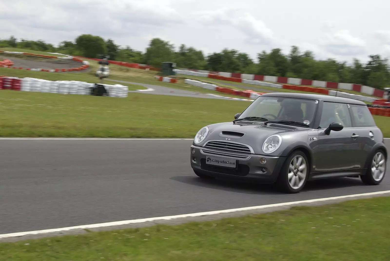 Speeding round in a Cooper S, from Driving a Racing Car, Three Sisters Racetrack, Wigan, Lancashire - 24th June 2008