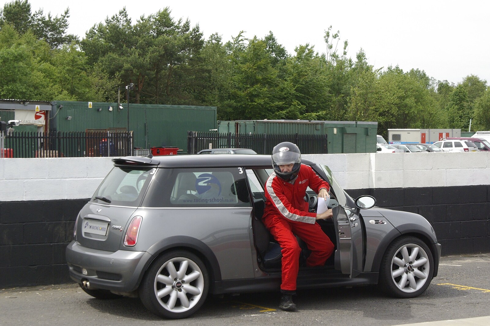 Driving a Racing Car, Three Sisters Racetrack, Wigan, Lancashire - 24th June 2008: Nosher gets out of the Cooper S after the track recce