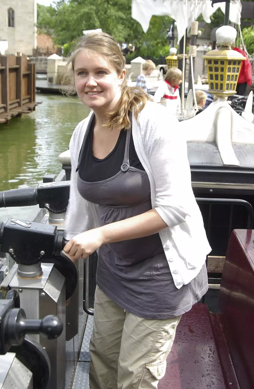 Isobel on a mock pirate ship, from Qualcomm at Alton Towers, Staffordshire - 29th June 2008