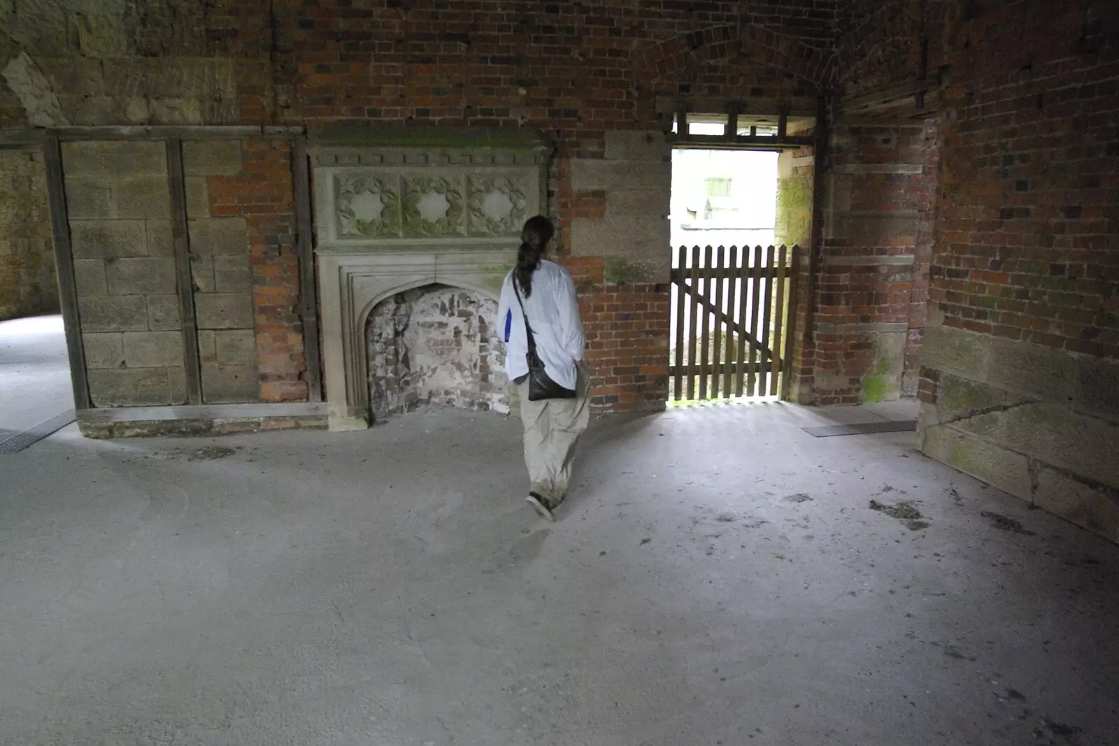 Isobel by a fireplace, from Qualcomm at Alton Towers, Staffordshire - 29th June 2008