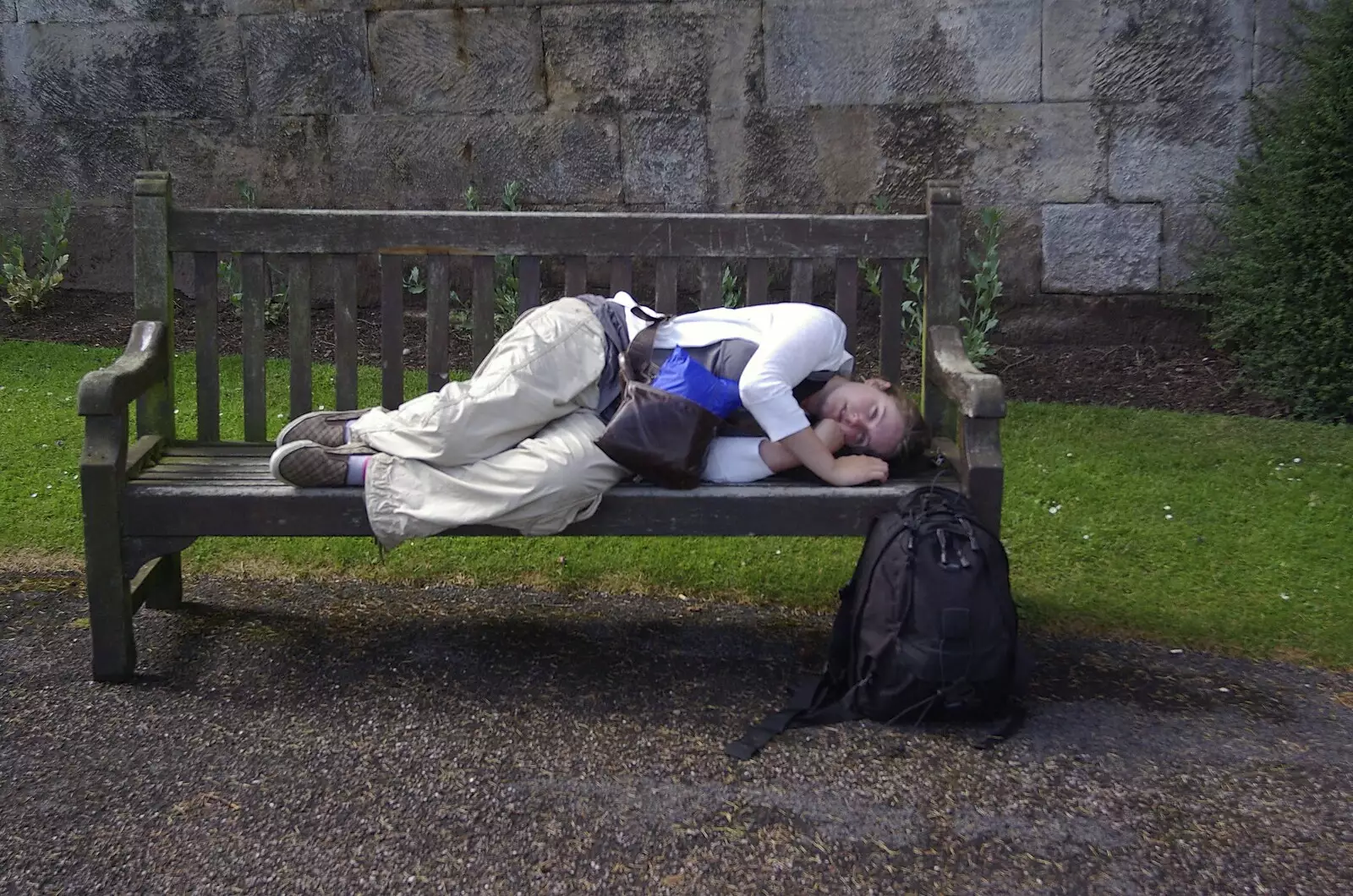 Isobel has a 'power nap', from Qualcomm at Alton Towers, Staffordshire - 29th June 2008