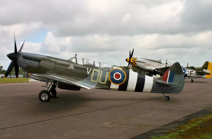 The Grace Spitfire and P51-D Mustang Janie, from Debach And the B-17 "Liberty Belle", Suffolk - 12th July 2008