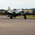 The B-17 'Liberty Belle' taxis down the runway at Bentwaters