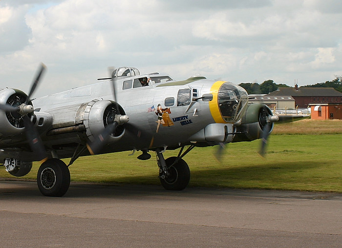 Debach And the B-17 "Liberty Belle", Suffolk - 12th July 2008: Liberty Belle with 4 Wright Cyclone engines idling