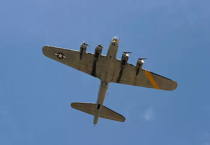 Liberty Belle takes off from Bentwaters, from Debach And the B-17 "Liberty Belle", Suffolk - 12th July 2008