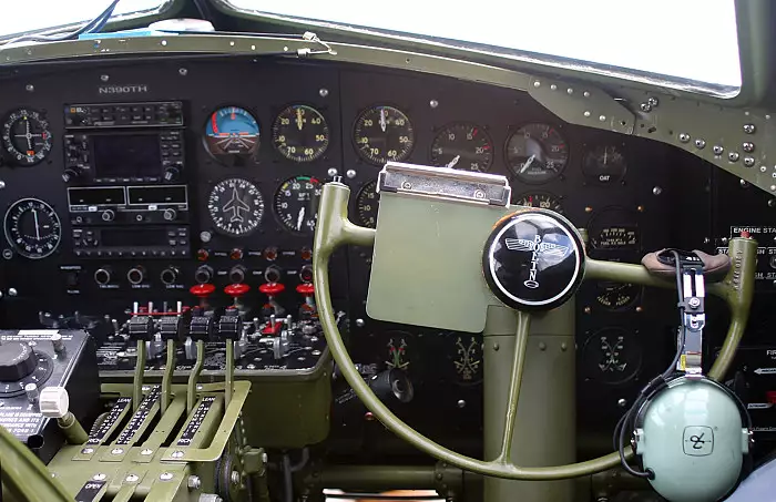 The co-pilot's stick in the B-17's cockpit, from Debach And the B-17 "Liberty Belle", Suffolk - 12th July 2008