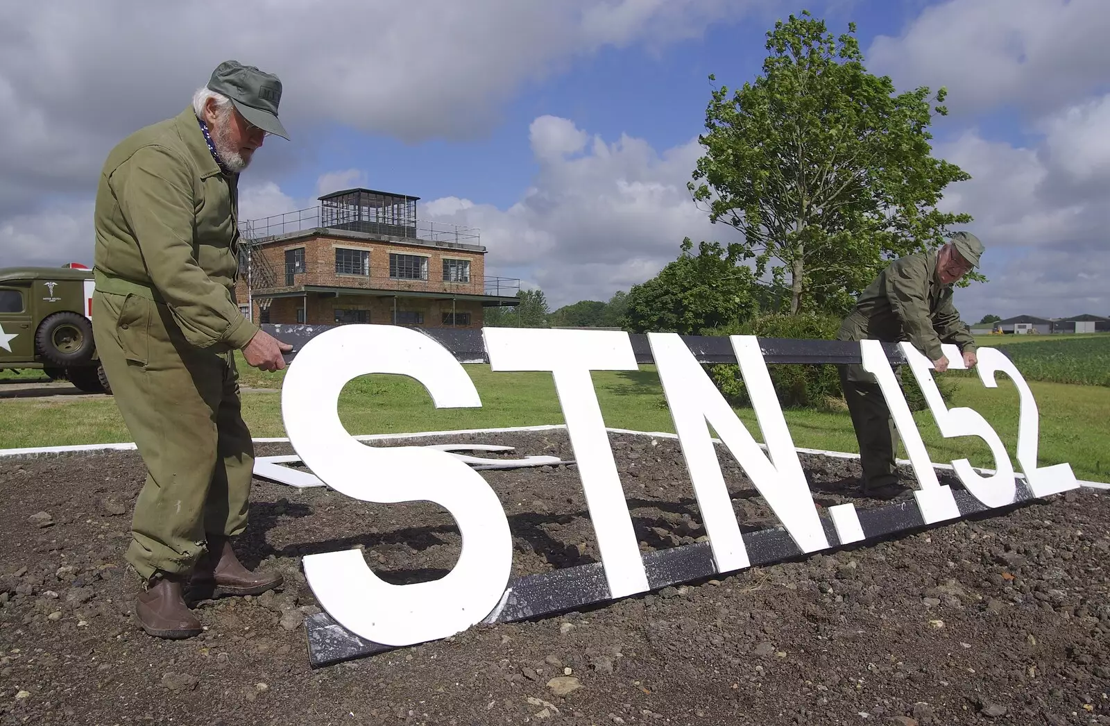 'Station 152's' sign is laid out, from Debach And the B-17 "Liberty Belle", Suffolk - 12th July 2008