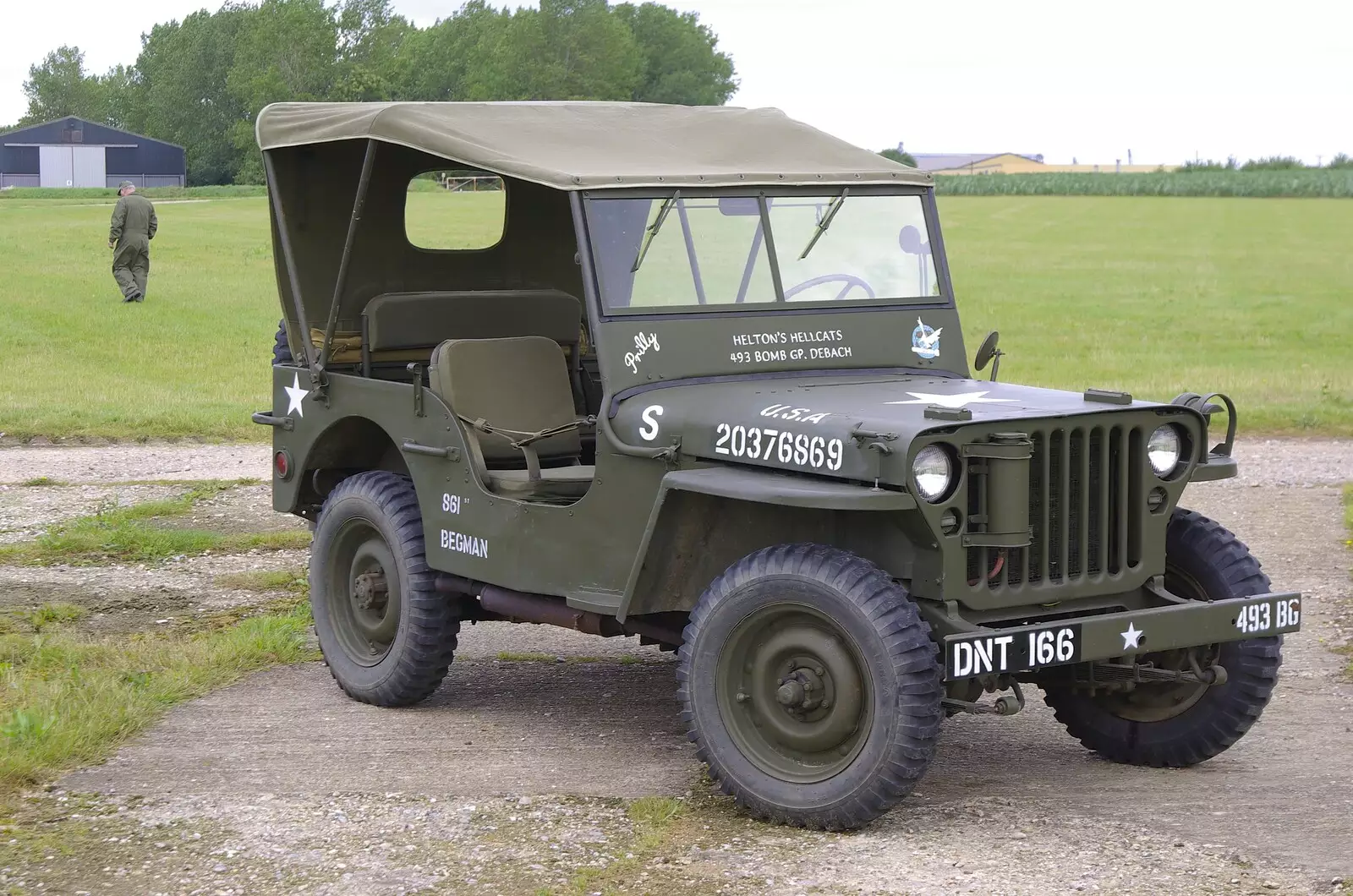 A Willy's jeep of Helton's Hellcats, from Debach And the B-17 "Liberty Belle", Suffolk - 12th July 2008