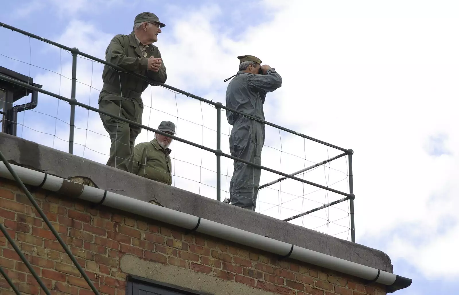 The lads look out for a possible return, from Debach And the B-17 "Liberty Belle", Suffolk - 12th July 2008