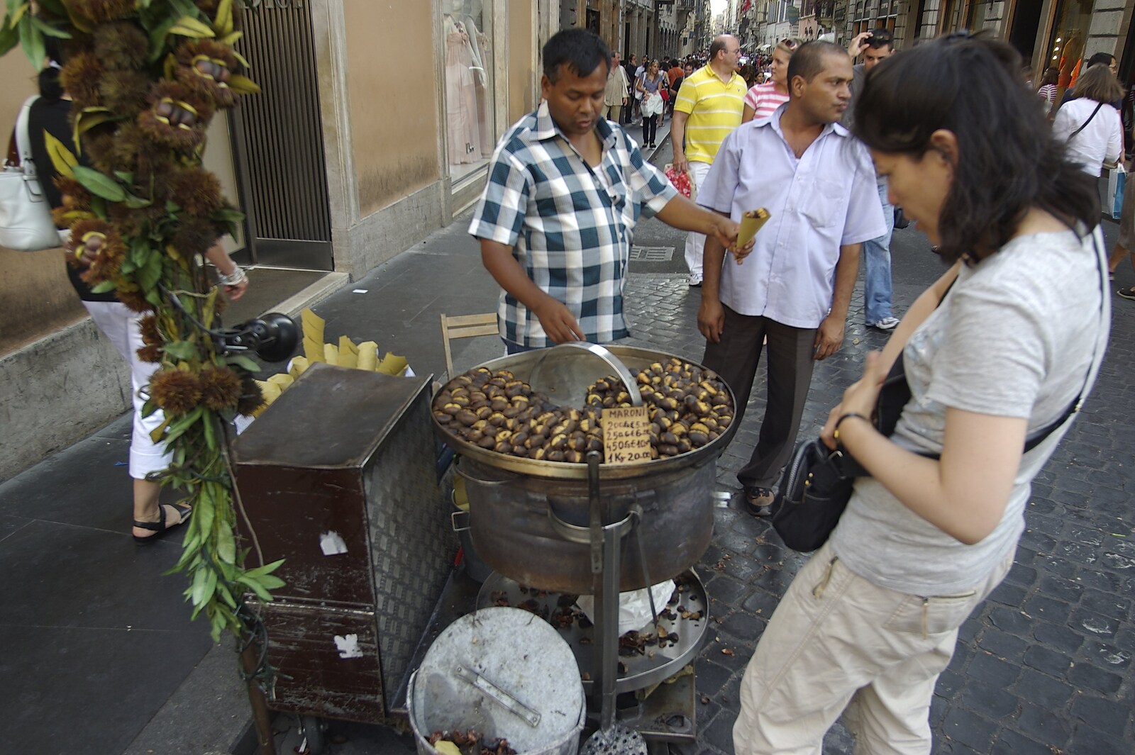 What looks a lot like chestnut roasting from A Sojourn in The Eternal City, Rome, Italy - 22nd July 2008