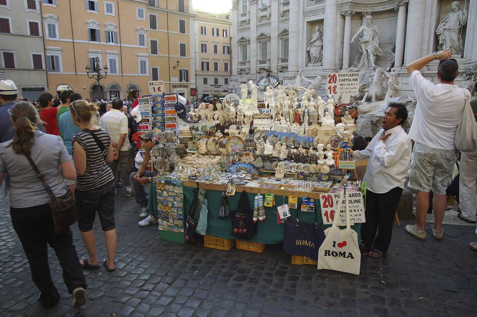 A tat-seller shouts for business from A Sojourn in The Eternal City, Rome, Italy - 22nd July 2008