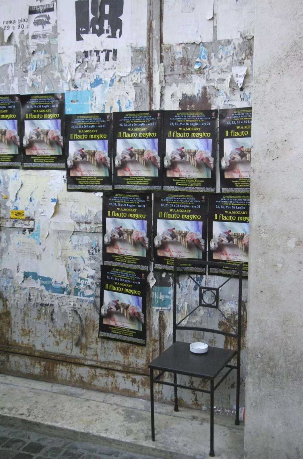 Posters advertising the 'Magic Flute' adorn a wall, from A Sojourn in The Eternal City, Rome, Italy - 22nd July 2008