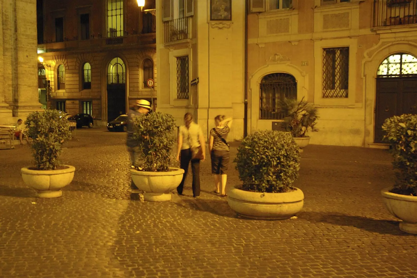 A cobbled square in sodium light, from A Sojourn in The Eternal City, Rome, Italy - 22nd July 2008