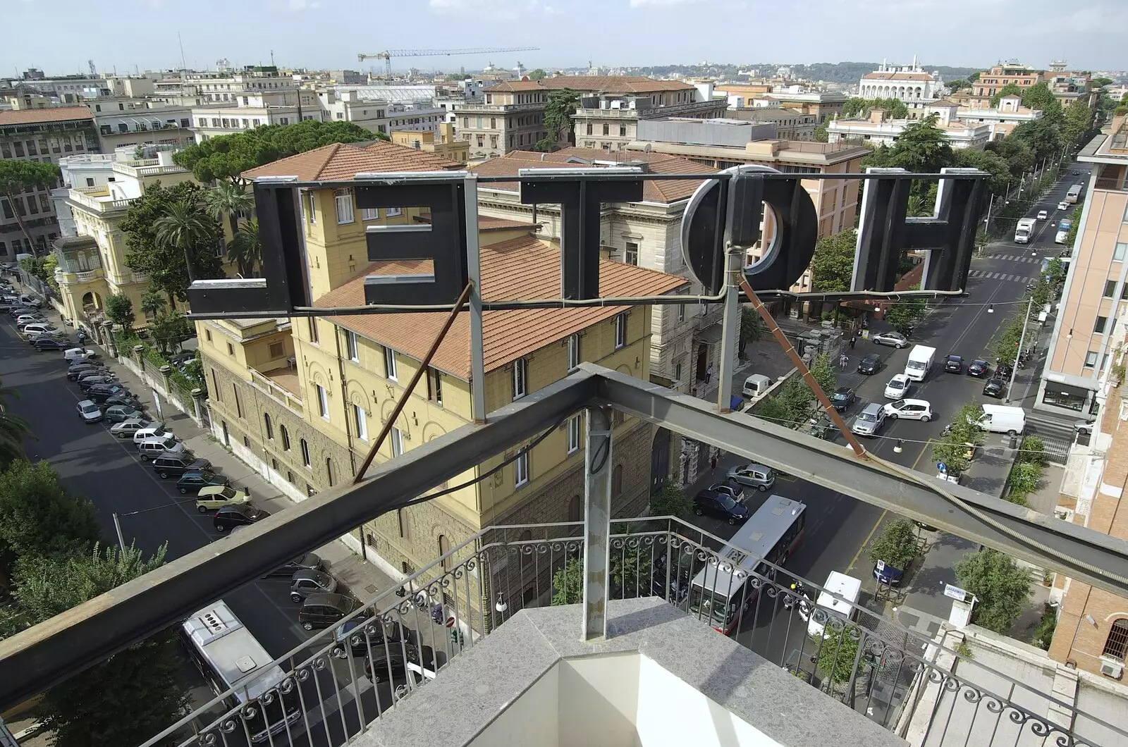 The hotel's sign over the Via Boncampagni, from A Sojourn in The Eternal City, Rome, Italy - 22nd July 2008