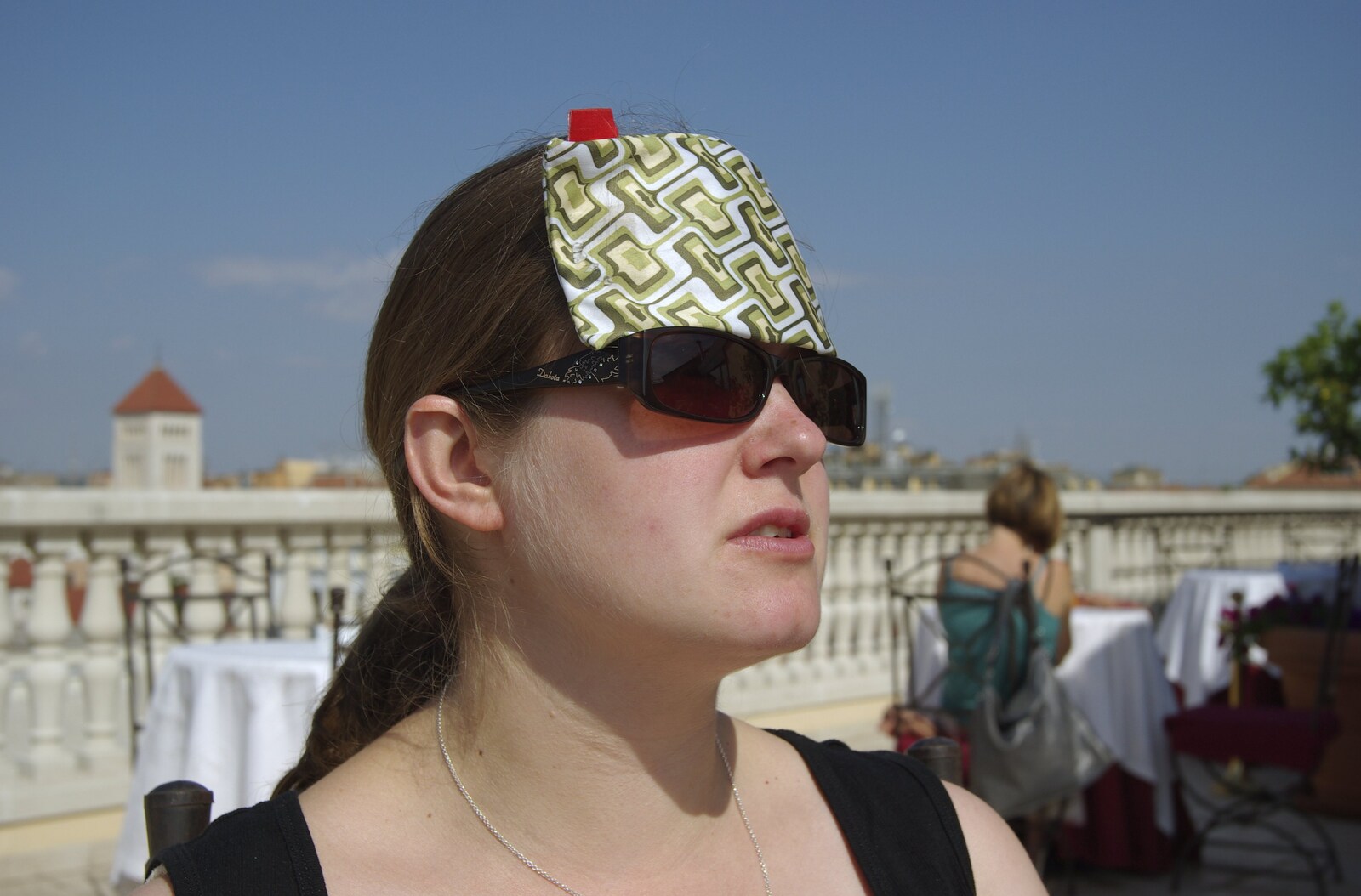 A Sojourn in The Eternal City, Rome, Italy - 22nd July 2008: Isobel fashions a sun-shade from her sunglasses case