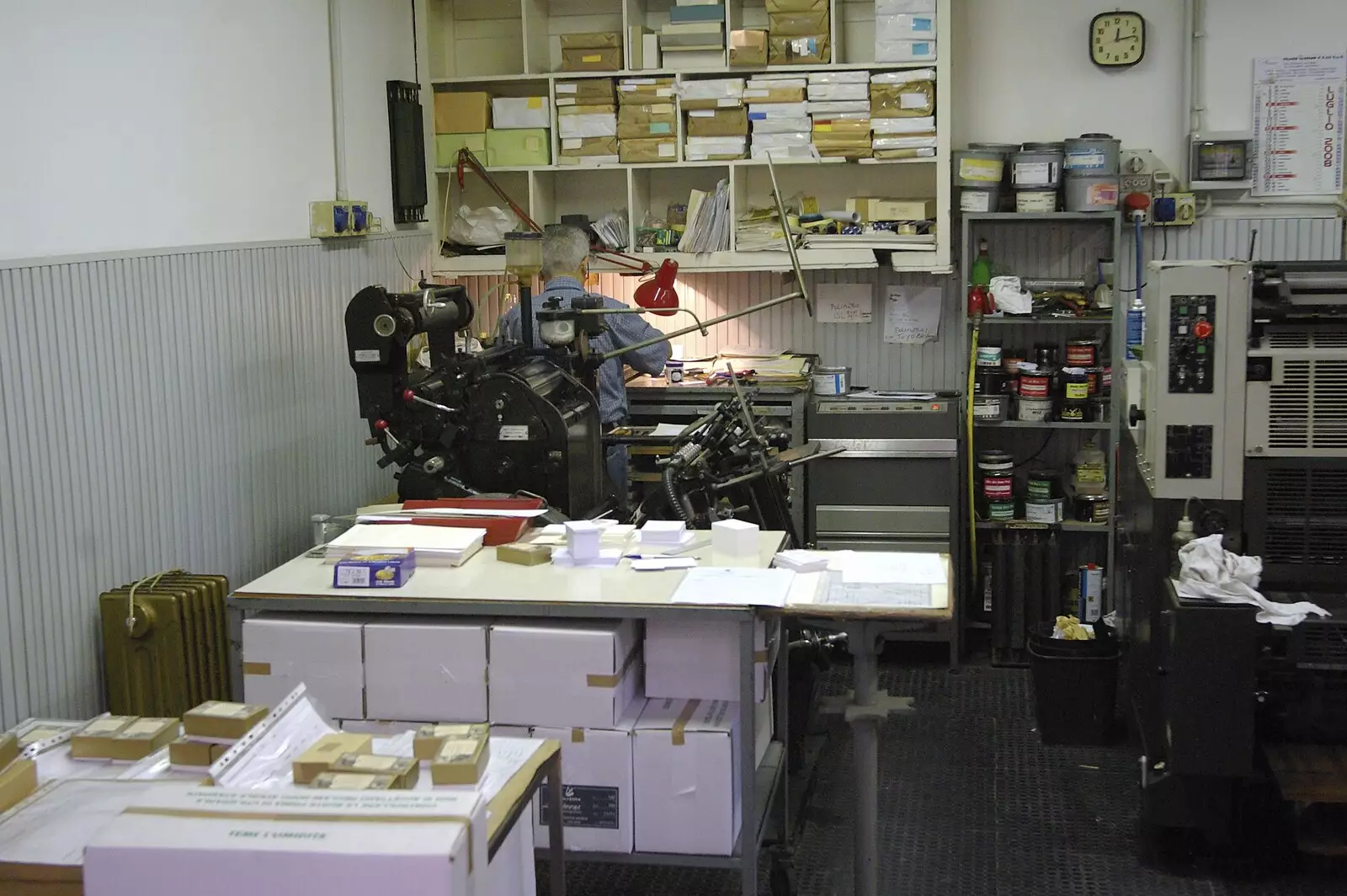 Some dude potters around in a print works, from A Sojourn in The Eternal City, Rome, Italy - 22nd July 2008