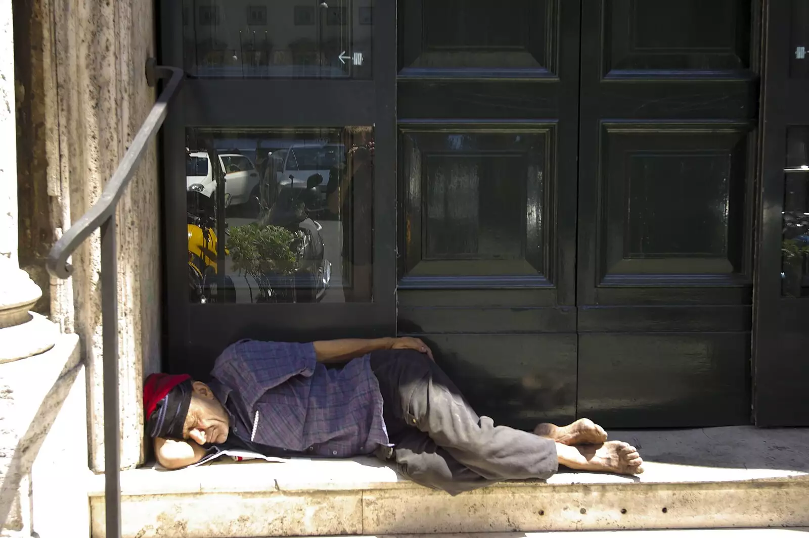 Another homeless dude asleep on a doorstep, from A Sojourn in The Eternal City, Rome, Italy - 22nd July 2008