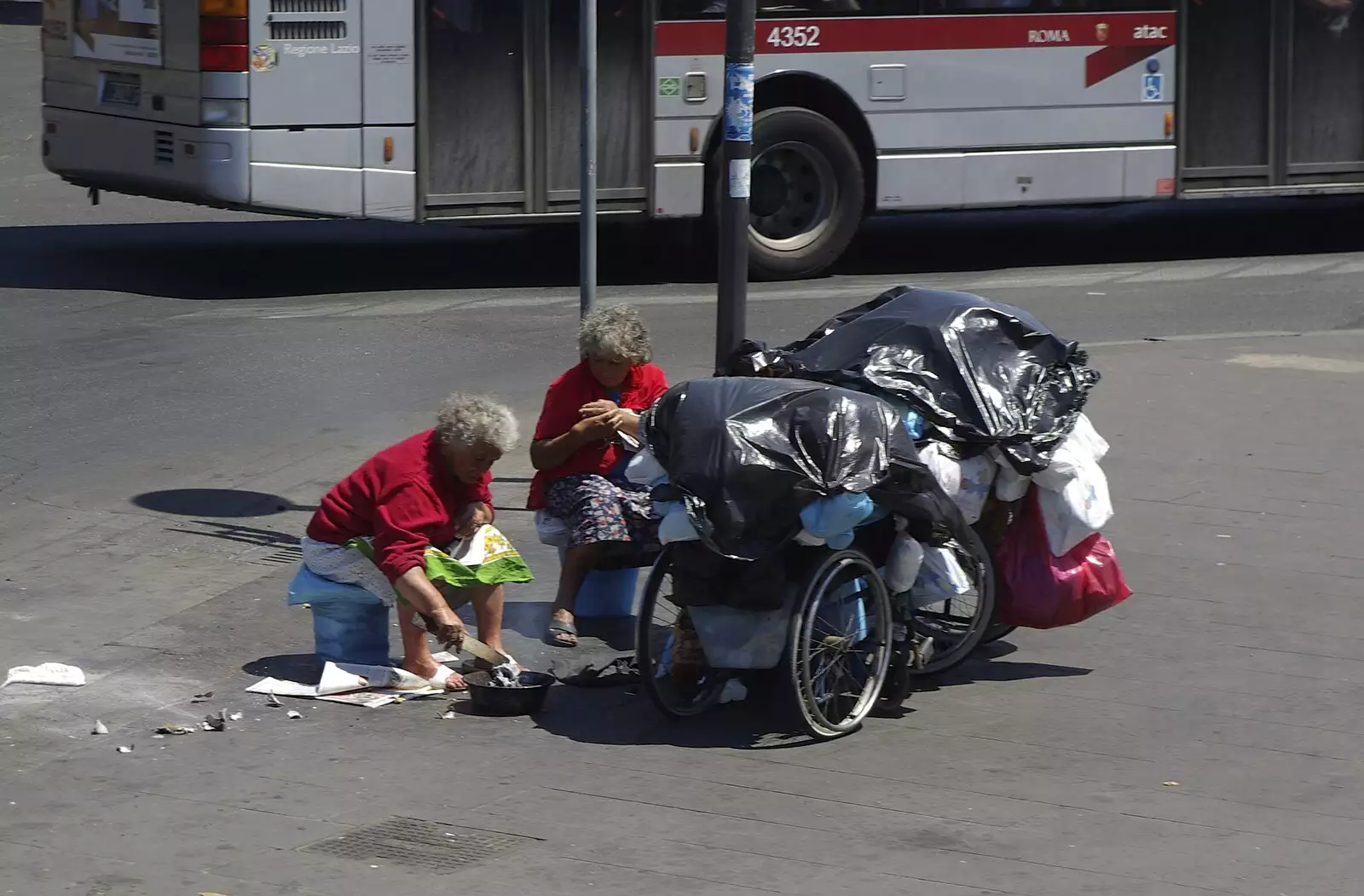 Two old women with their world on wheels, from A Sojourn in The Eternal City, Rome, Italy - 22nd July 2008