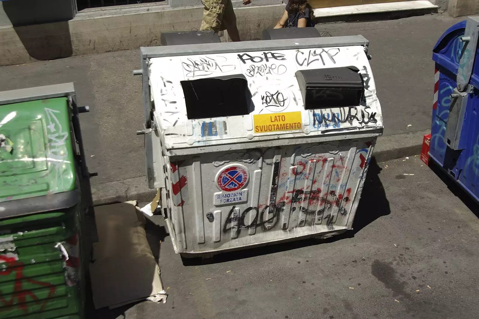 Graffiti'd bins, from A Sojourn in The Eternal City, Rome, Italy - 22nd July 2008