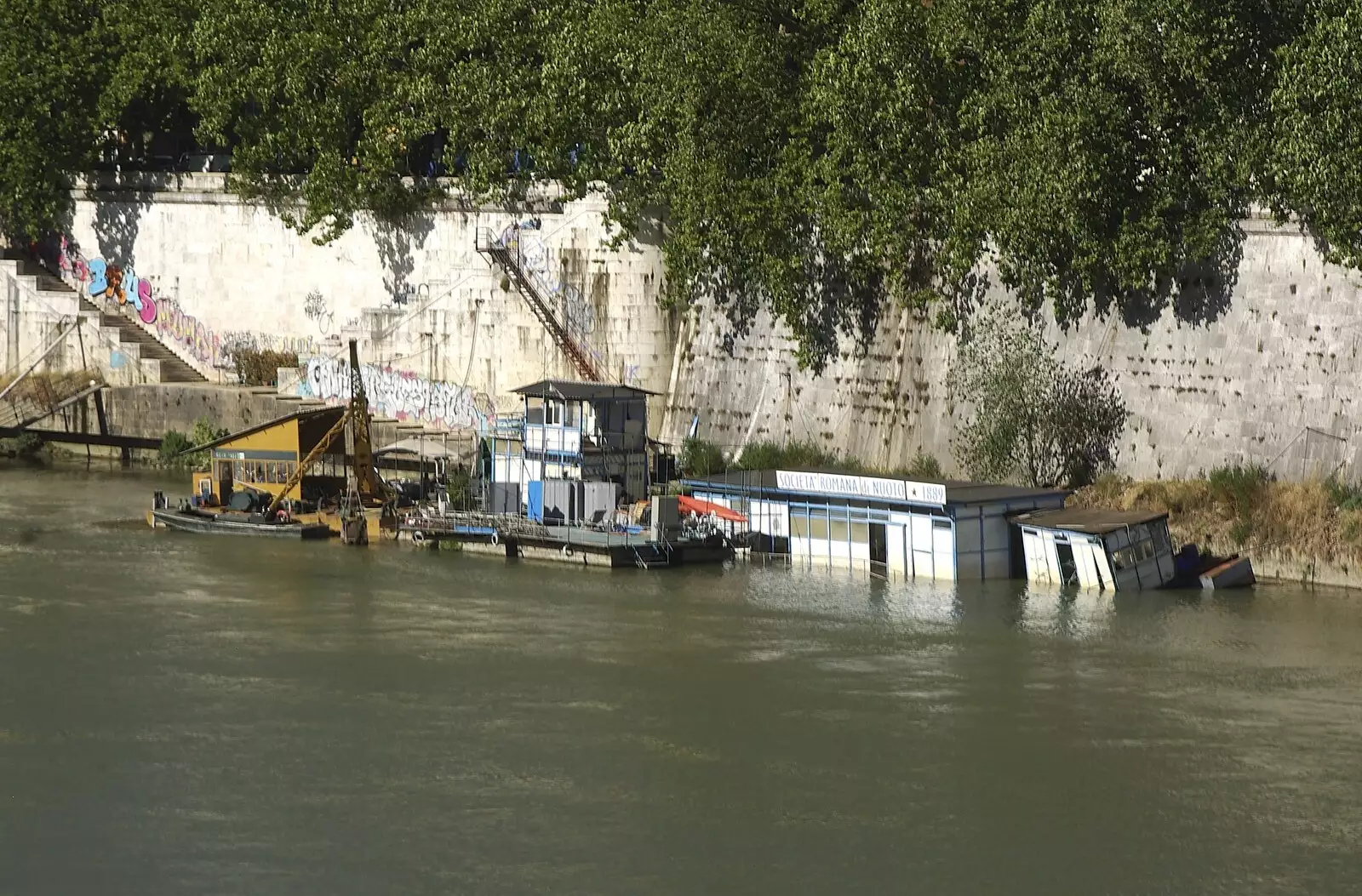 A sunken boat on the Tiber, from A Sojourn in The Eternal City, Rome, Italy - 22nd July 2008