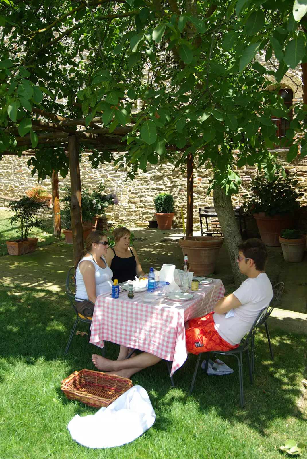 Picnic under the fig trees, from Tenuta Il Palazzo in Arezzo, Tuscany, Italy - 22nd July 2008