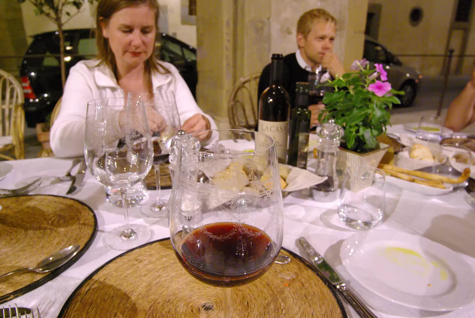 Nicely decorated wine glasses, from Tenuta Il Palazzo in Arezzo, Tuscany, Italy - 22nd July 2008