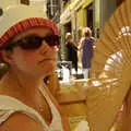 Isobel keeps cool with a fan, A Day Trip to Firenze, Tuscany, Italy - 24th July 2008