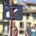 A roadwork flasher stuck on top of a road sign, A Day Trip to Firenze, Tuscany, Italy - 24th July 2008