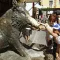 Kids stroke the nose of a drooling bronze boar, A Day Trip to Firenze, Tuscany, Italy - 24th July 2008