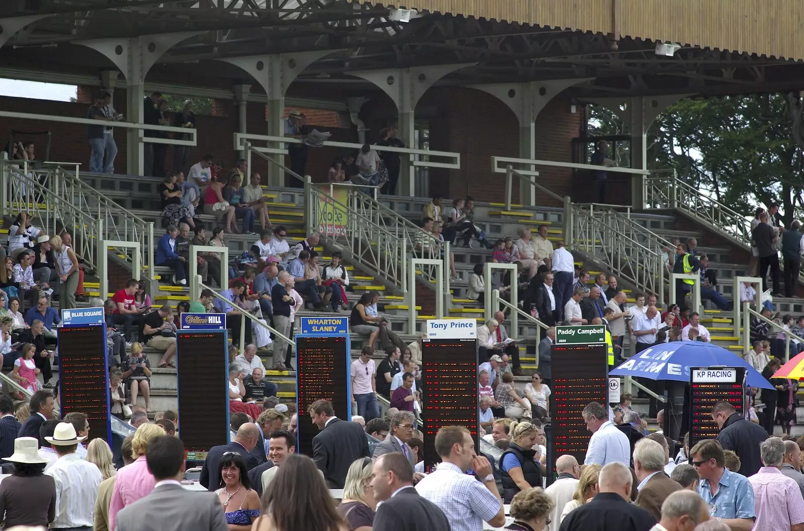 Assembled crowds and bet boards, from A Day At The Races, Newmarket, Suffolk - 23rd August 2008