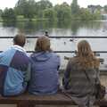 Matt, Sis and Isobel watch the ducks on the Mere in Diss