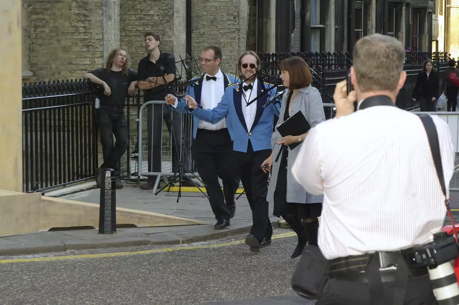 The band arrives, from A Brief Time in History: Stephen Hawking and the Corpus Christi Clock, Benet Street, Cambridge - 19th September 2008