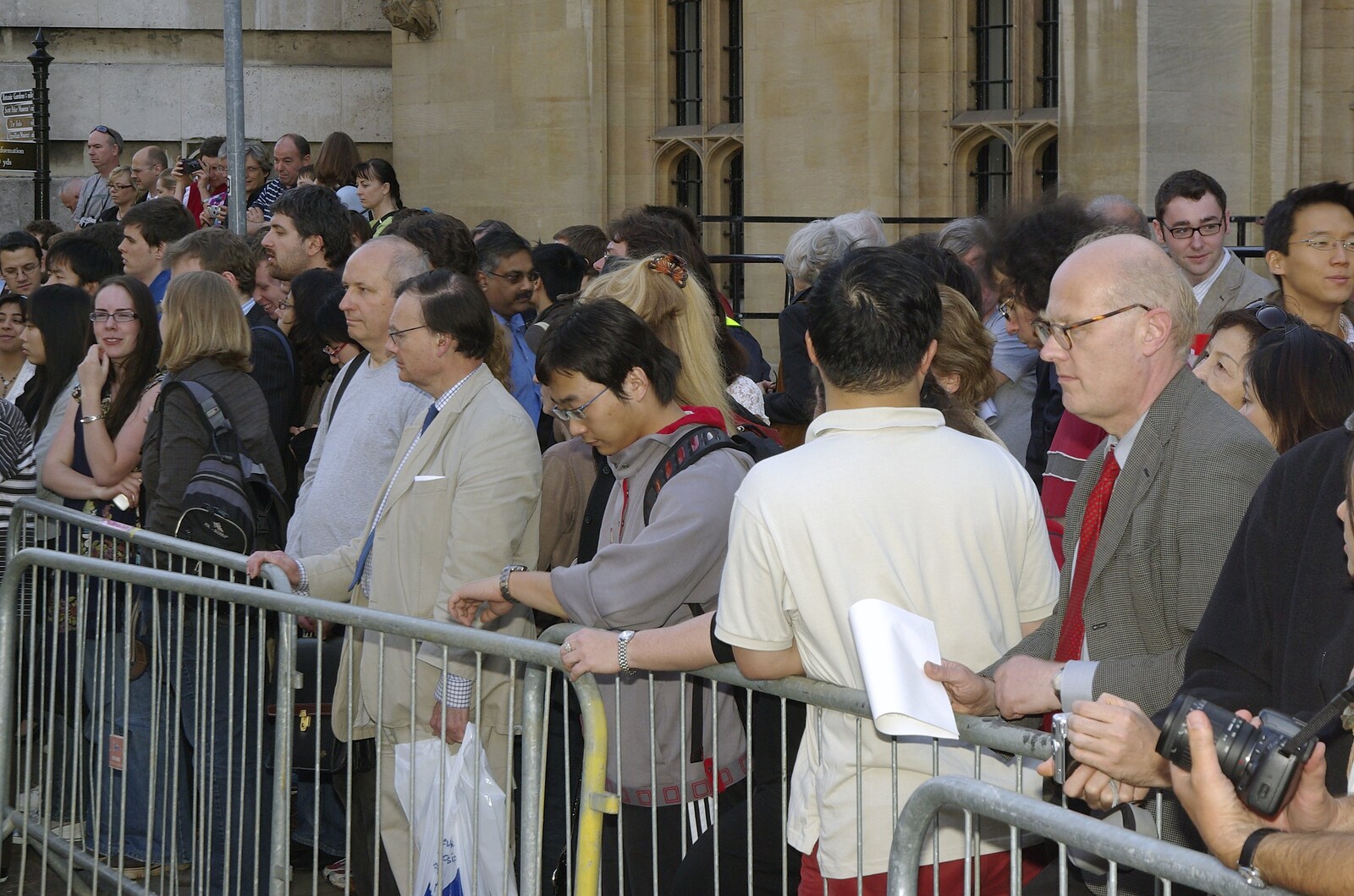 A Brief Time in History: Stephen Hawking and the Corpus Christi Clock, Benet Street, Cambridge - 19th September 2008: Crowds behind barriers