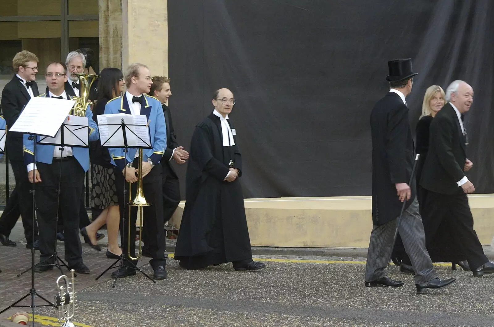 University types, including the proctor, stream in, from A Brief Time in History: Stephen Hawking and the Corpus Christi Clock, Benet Street, Cambridge - 19th September 2008