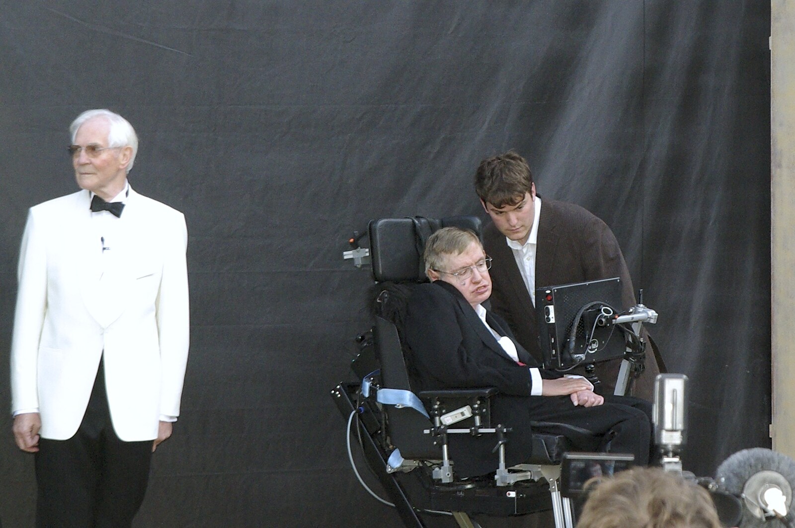 A Brief Time in History: Stephen Hawking and the Corpus Christi Clock, Benet Street, Cambridge - 19th September 2008: John Taylor (in the white tux) and Stephen Hawking