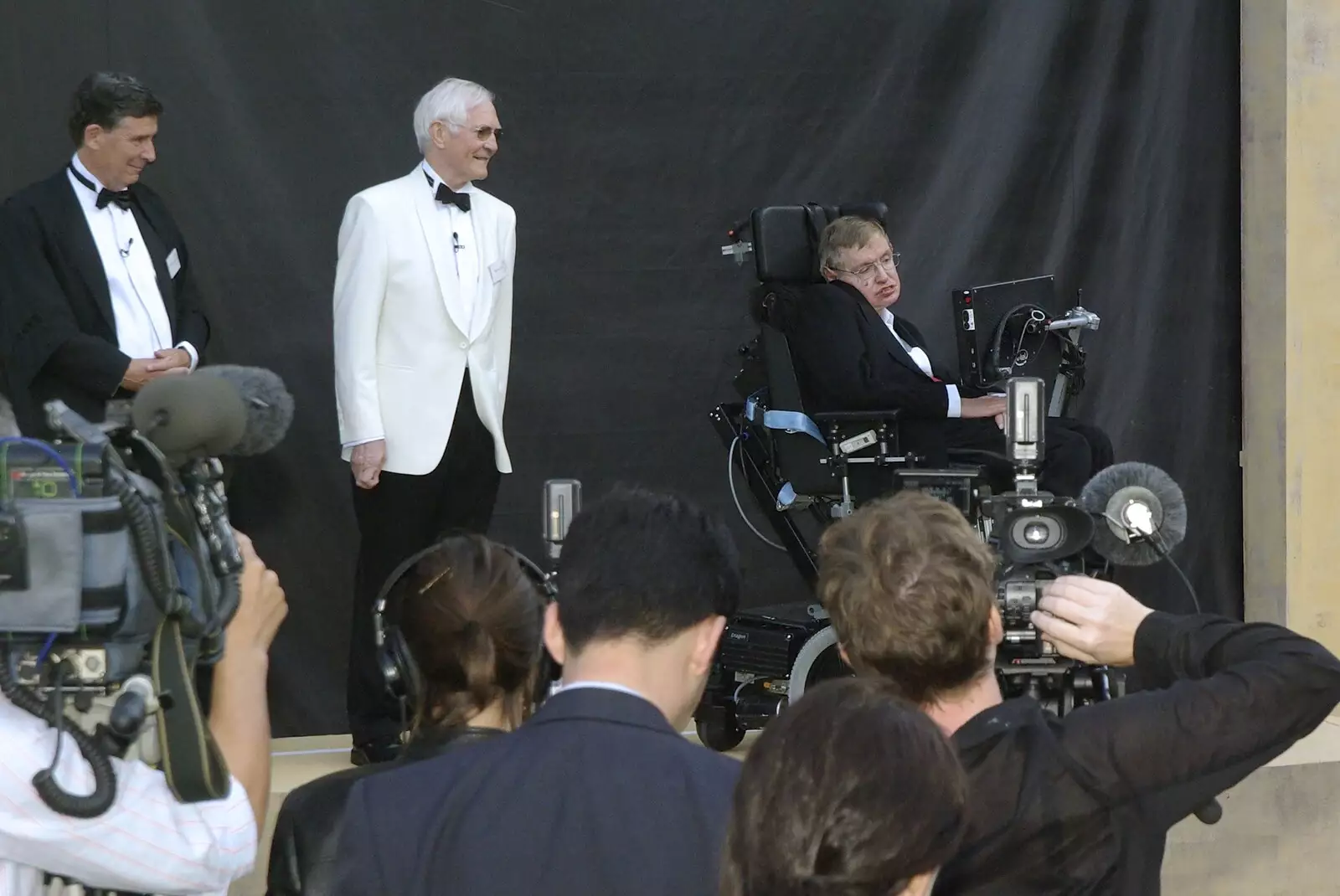 Stephen Hawking on stage, from A Brief Time in History: Stephen Hawking and the Corpus Christi Clock, Benet Street, Cambridge - 19th September 2008