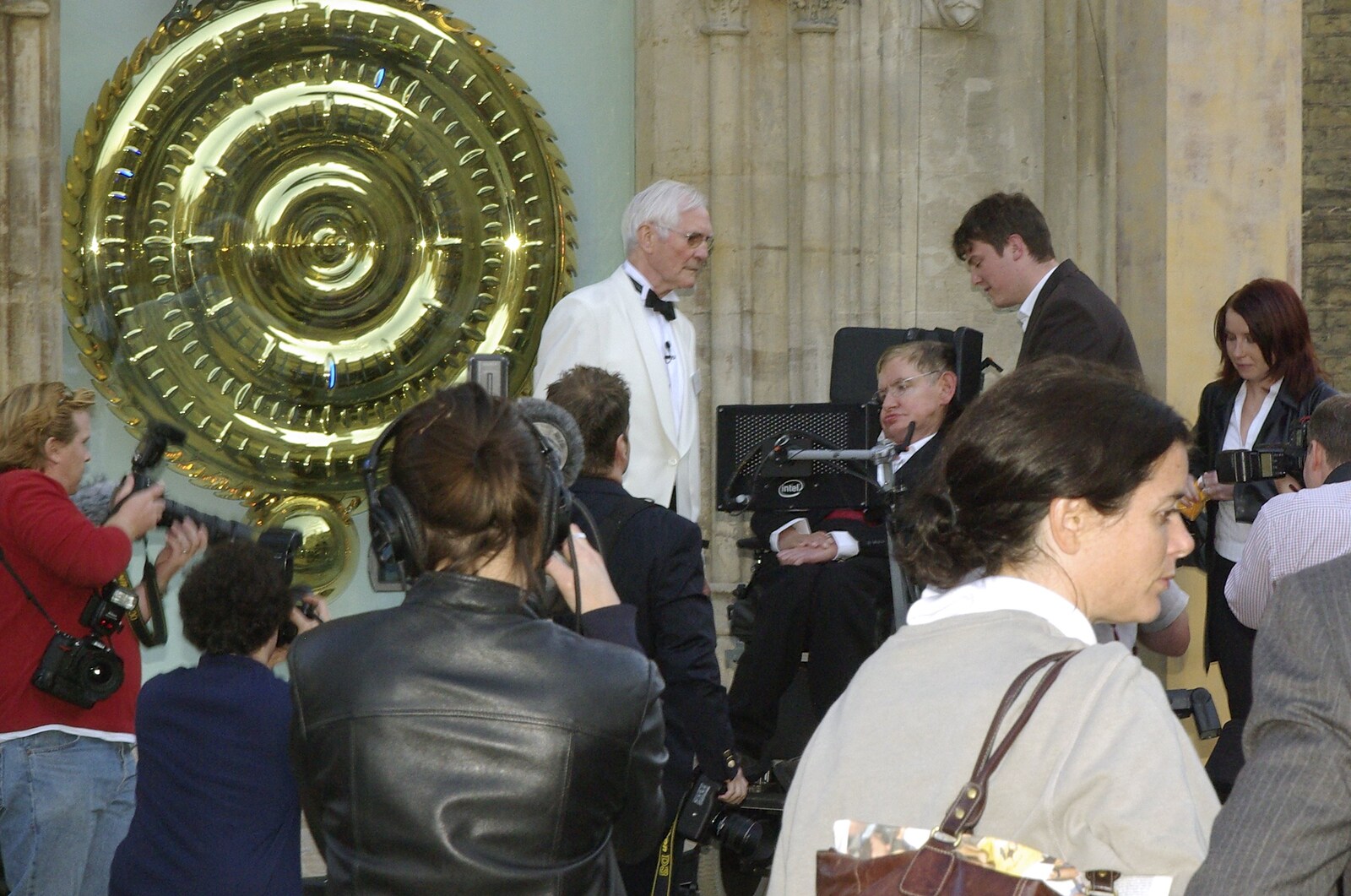 A Brief Time in History: Stephen Hawking and the Corpus Christi Clock, Benet Street, Cambridge - 19th September 2008: John Taylor and Stephen Hawking