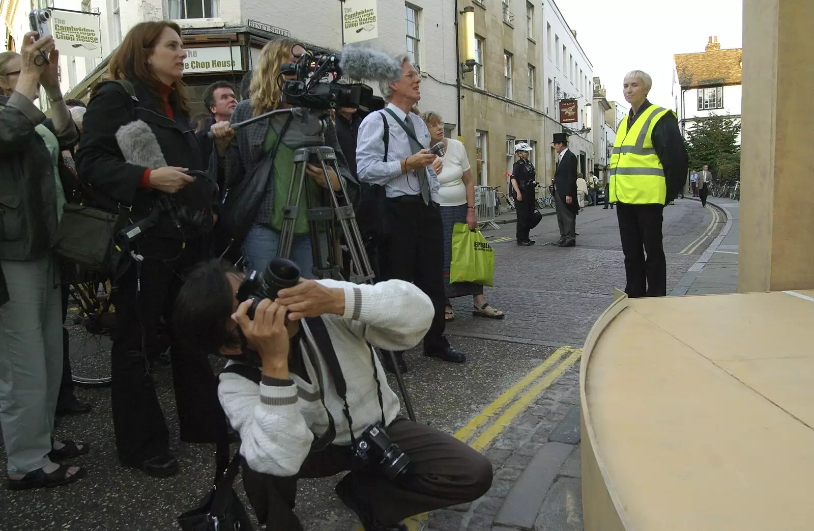 A frenzy of amateur photographers pile in, from A Brief Time in History: Stephen Hawking and the Corpus Christi Clock, Benet Street, Cambridge - 19th September 2008