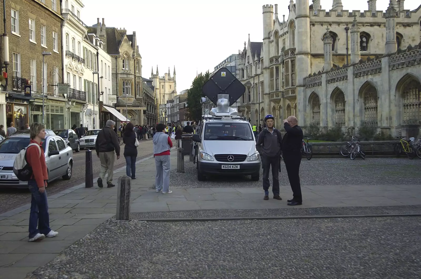 An outside-broadcast van, from A Brief Time in History: Stephen Hawking and the Corpus Christi Clock, Benet Street, Cambridge - 19th September 2008