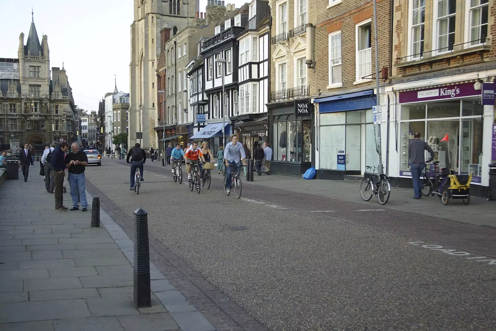 Cyclists on Kings Parade, from A Brief Time in History: Stephen Hawking and the Corpus Christi Clock, Benet Street, Cambridge - 19th September 2008