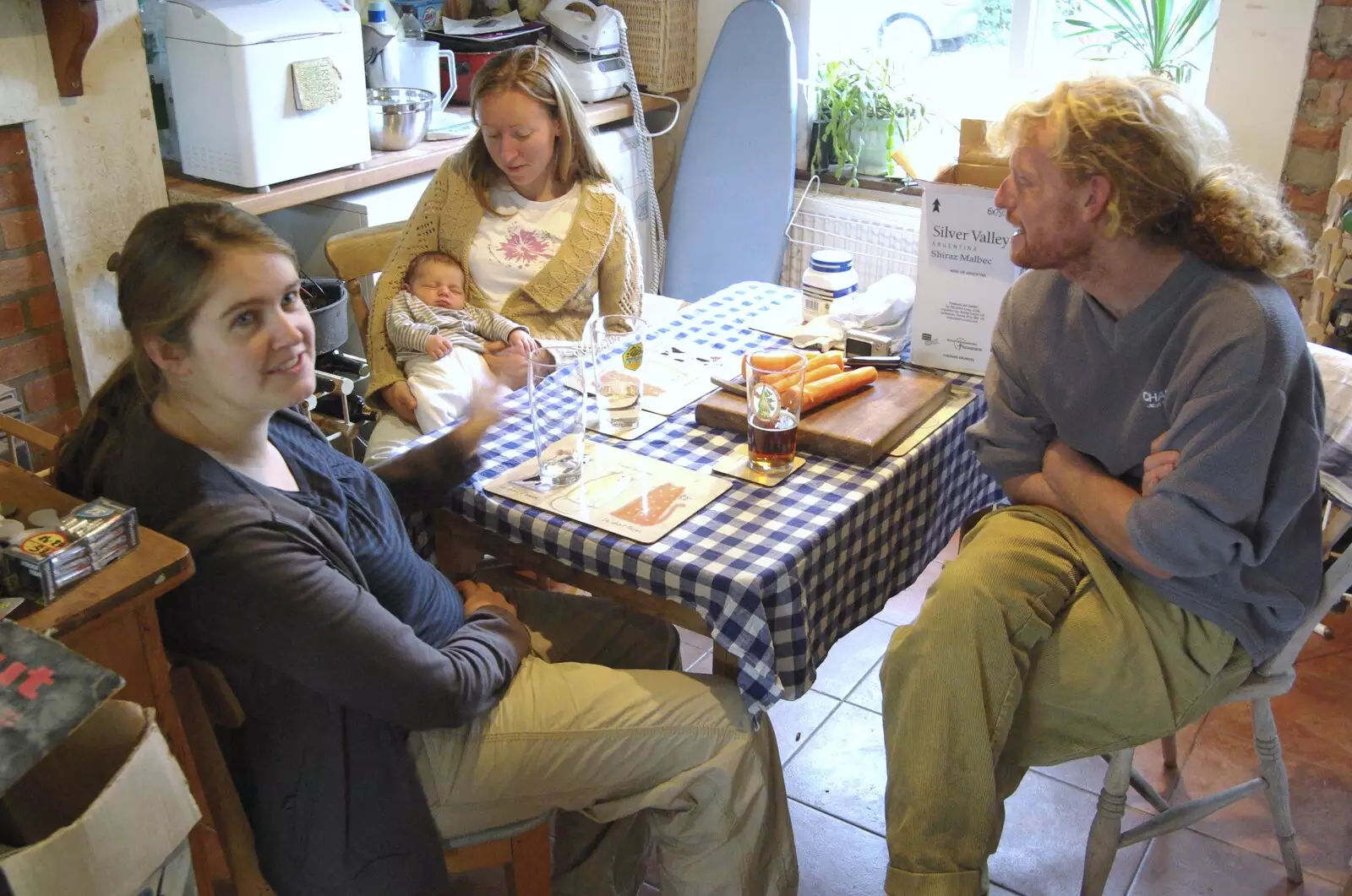 In the kitchen, Martina has a go of Fred, from Taptu's First Birthday and Nursery Decorating, Cambridge and Suffolk- 19th October 2008