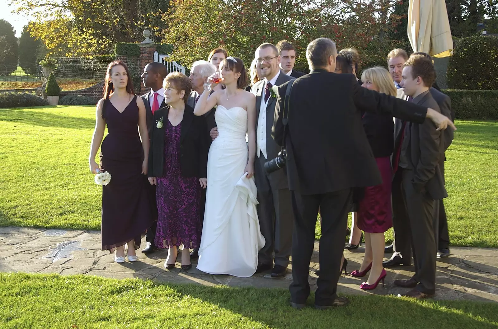 A group photo, from Matt and Emma's Wedding, Quendon, Essex - 7th November 2008