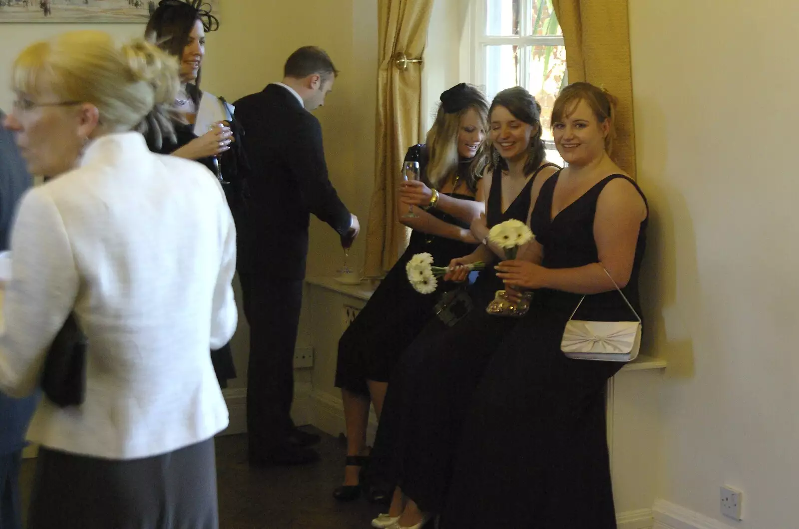 Bridesmaids on a window-sill, from Matt and Emma's Wedding, Quendon, Essex - 7th November 2008