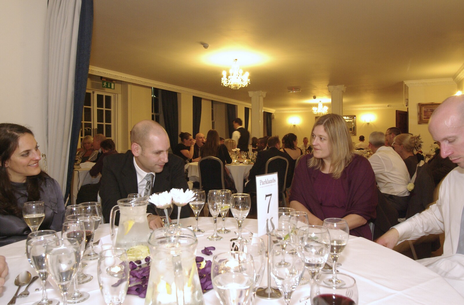 Matt and Emma's Wedding, Quendon, Essex - 7th November 2008: At the dinner table