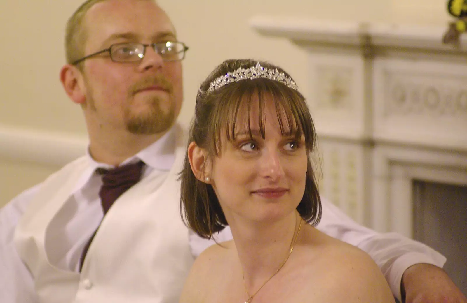 Matt and Emma listen, from Matt and Emma's Wedding, Quendon, Essex - 7th November 2008