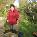 Louise lurks in the apple boxes, Bill and Carmen's Post-Wedding Thrash, Yaxley Cherry Tree, Suffolk - 8th November 2008