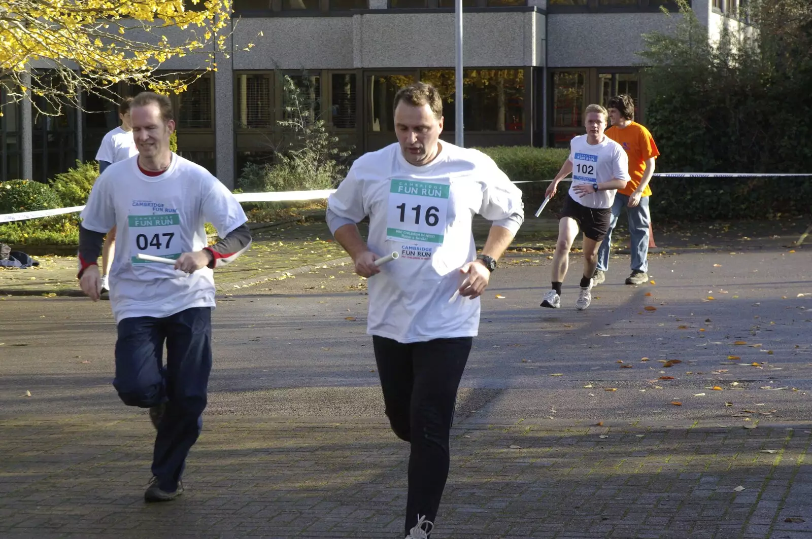 Jake from Taptu and Dan from Qualcomm at the finish, from The Cambridge Fun Run, Milton Road, Cambridge - 14th November 2008