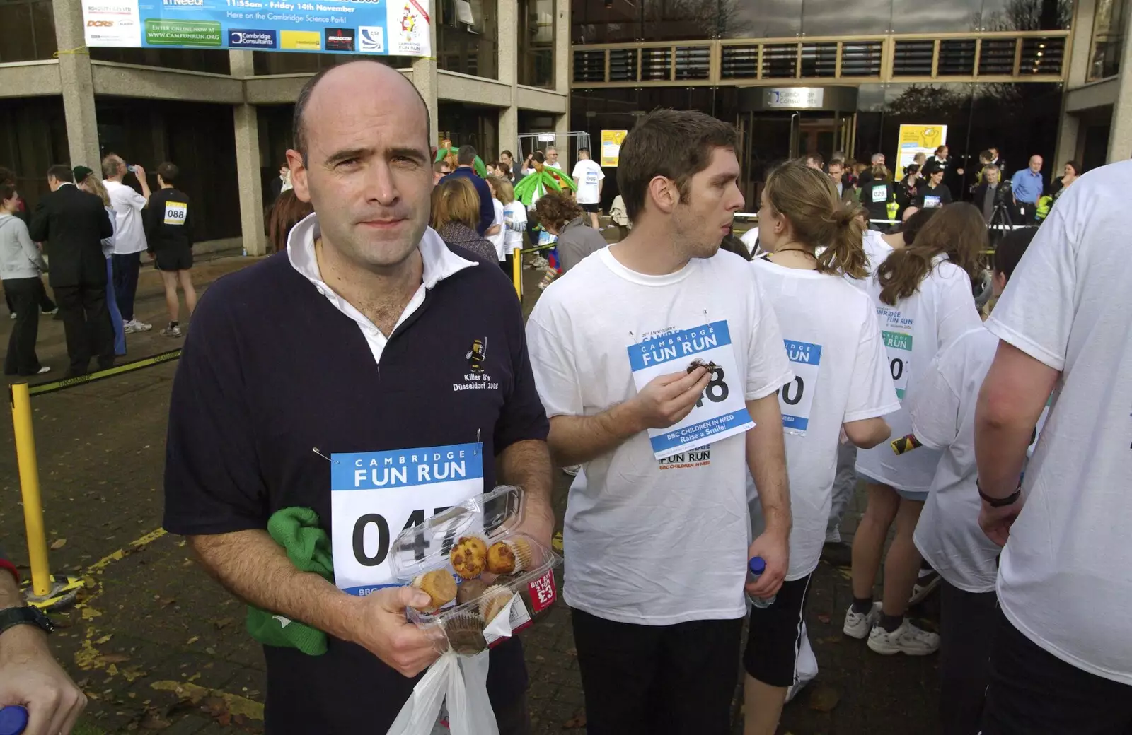 Connor and a box of muffins, from The Cambridge Fun Run, Milton Road, Cambridge - 14th November 2008