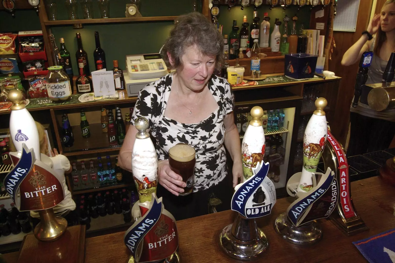 Sylvia with a pint, from The Swan Inn's 25th Anniversary, Brome, Suffolk - 14th November 2008