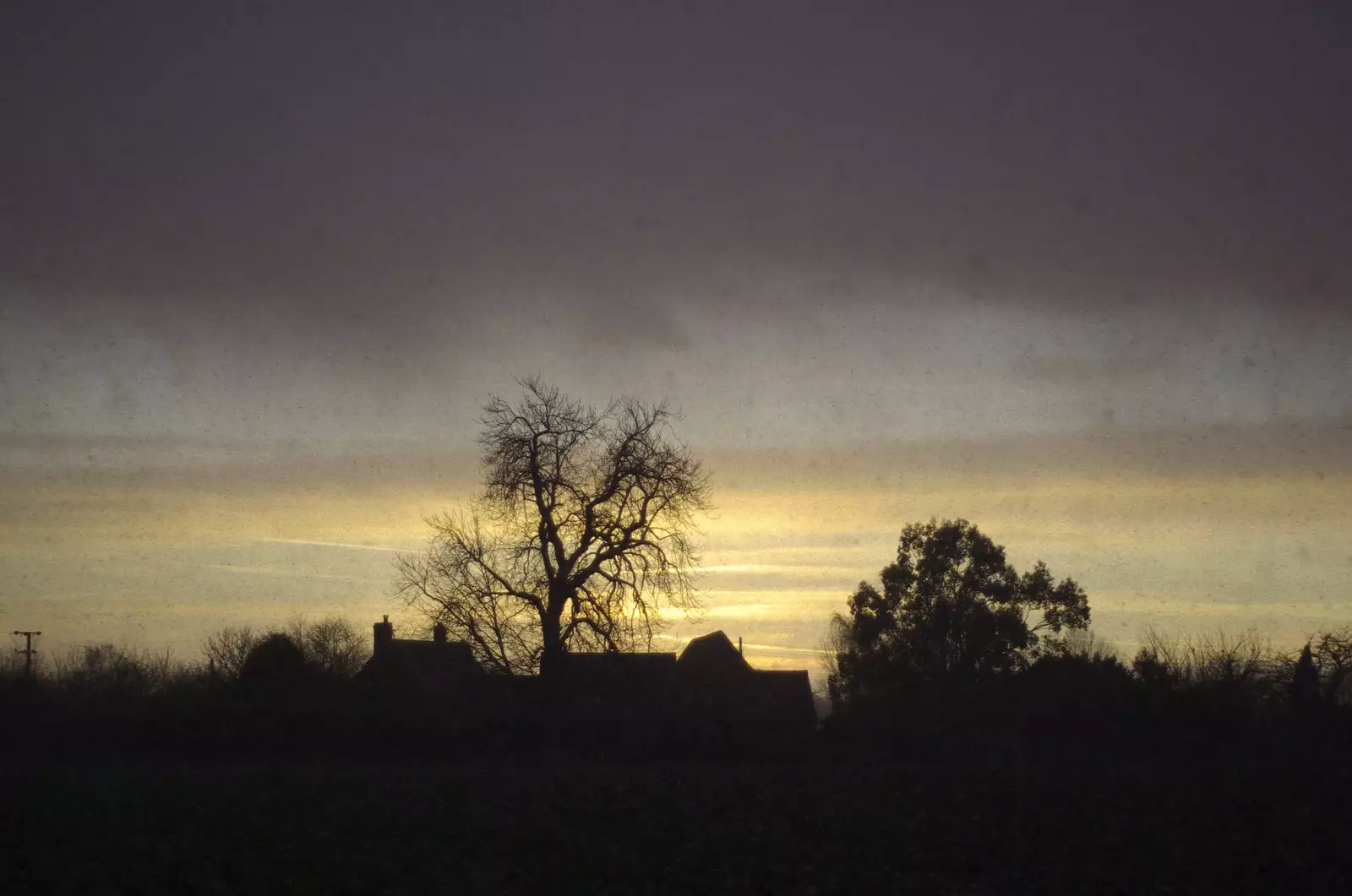 A snowy sunset over the side field, from Snow Days, Brome, Suffolk - 22nd November 2008